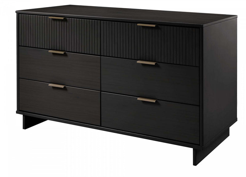 Granville Modern 55\" Dresser in Black (6-Drawer) 