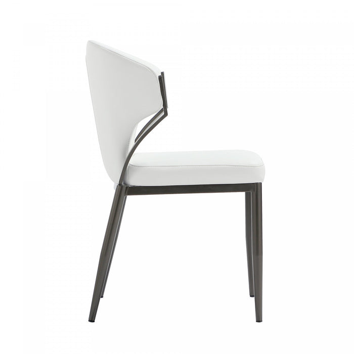 Kirsten Modern Metal Vegan Leather Dining Chair in White - Set of 2 Armoire 