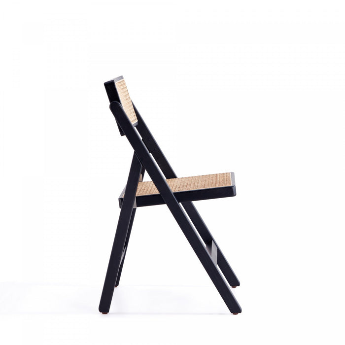 Pullman Industry Chic Wood Folding Chair in Black and Natural - Set of 4 Dining Chair 