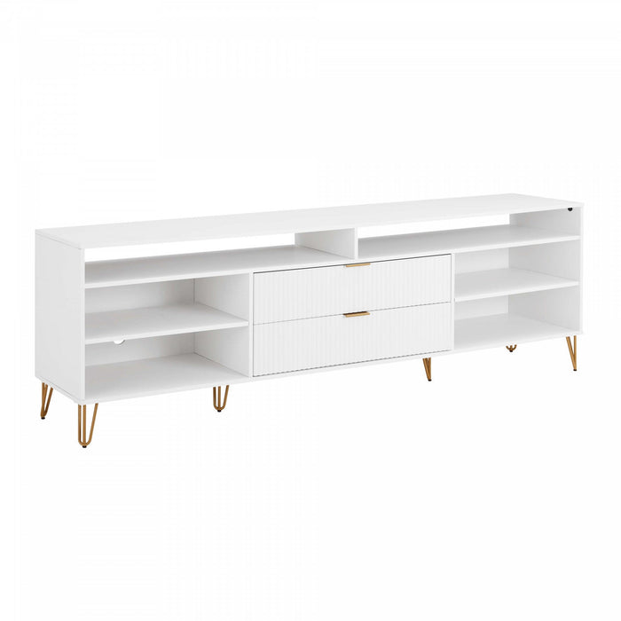 Dumbo Modern 85\" Fluted TV Stand in White 