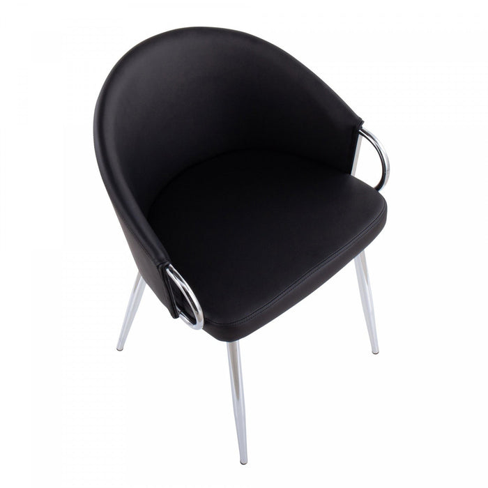 LumiSource Claire Faux Leather Contemporary Glam Dining Chair - Silver/Black