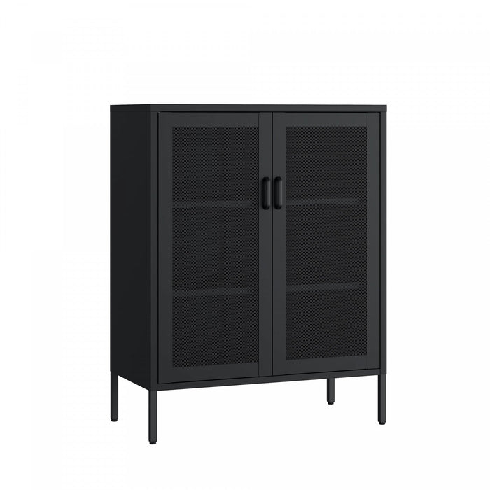 Amelia Modern 32\" Metal Accent Cabinet in Black 