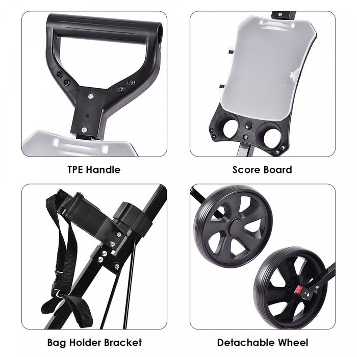Costway Folding 2 Wheel Push Pull Golf Club Cart Trolley Swivel Scoreboard Lightweight