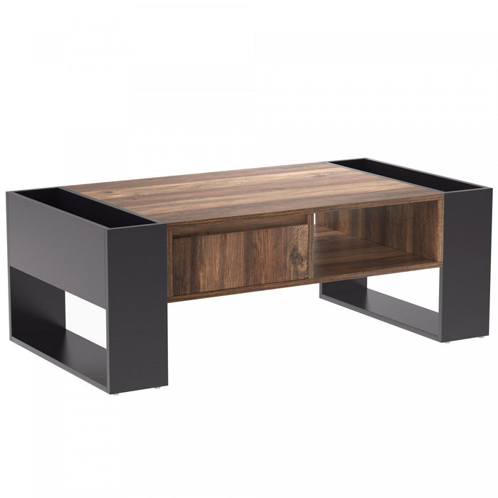 Kay Coffee Table With Handleless Drawer And Double Storage,grey 