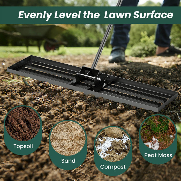 Costway Lawn Leveling Rake 42" X 10" Heavy Duty Level Lawn Tool For Garden Backyard/lawn Black