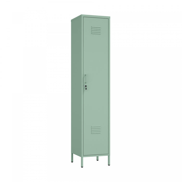 Naomi Modern 15\" Metal Storage Cabinet in Sage Green Armoire 