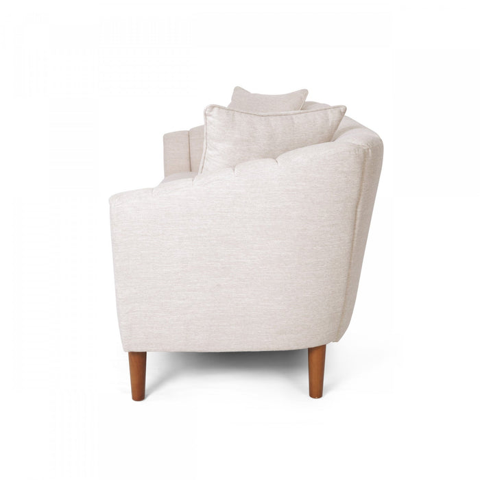 Taylor 84.5\" Linen-look Fabric Condo Size Sofa With Wood Legs - Beige White 