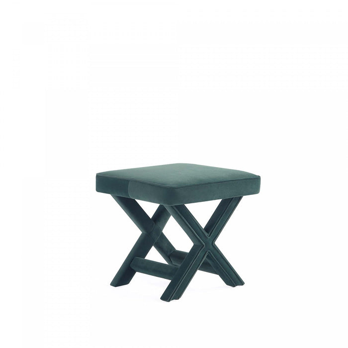 Abigail Mid-Century Modern Upholstered Velvet Accent Bench in Forest Green 