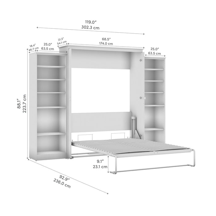 Bestar Key West Queen Murphy Bed with Closet Organizers (119 W) - Pure White Oak