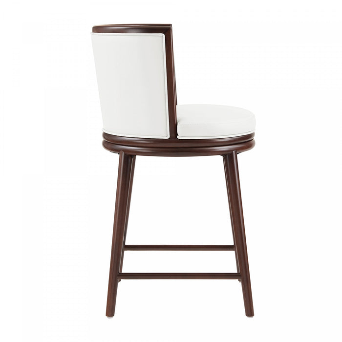 Evalyn Modern Wood Upholstered Counter Stool in White 