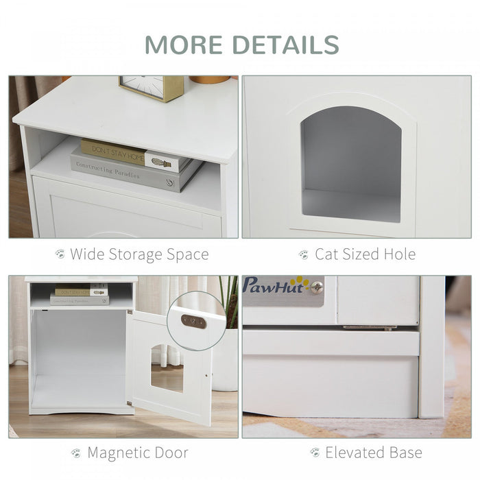 Pawhut Cat Litter Box Enclosure Hidden Cabinet Cat Furniture Indoor Cat Washroom Nightstand End Tabl