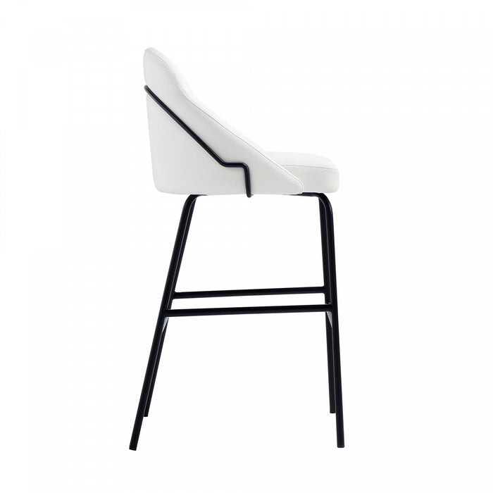 Gracie Modern Metal Upholstered Barstool in White and Black Bar Stool 