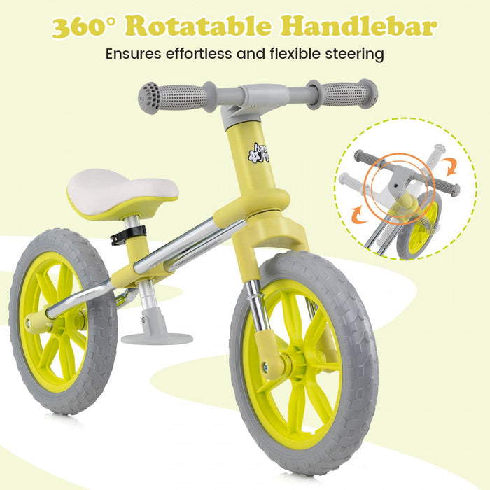 Honeyjoy 12" Balance Bike 2 Wheels Children's Bicycle With Adjustable Seat Green
