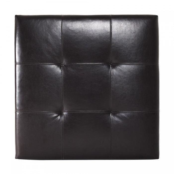 Liam 34.25\" Large Square Faux Leather Ottoman Coffee Table with Storage,Chocolate  