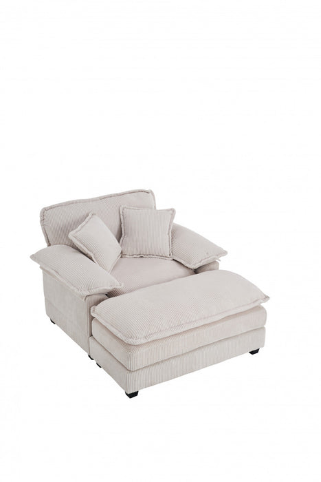 Liam 46.9\" Modern indoor corduroy sofa with 2 soft cushions ,White Sofa  