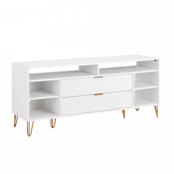 Dumbo Modern 63\" Fluted TV Stand in White 