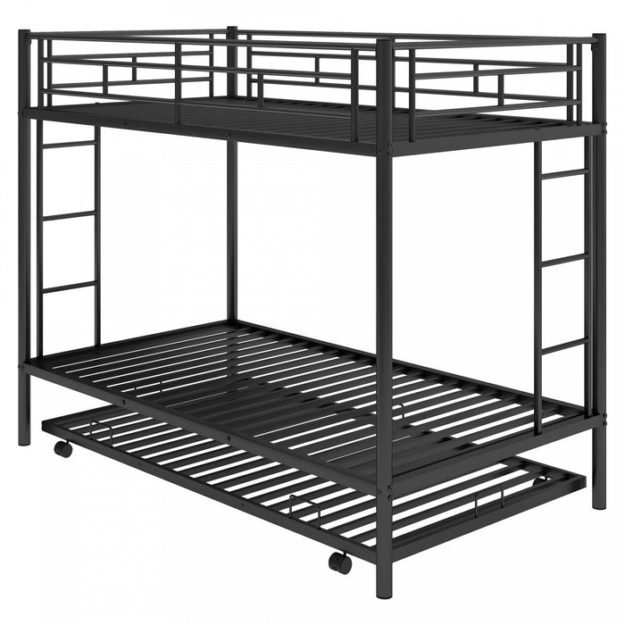 Tammy Space-saving Metal Twin Over Bunk Bed With Trundle - Black 