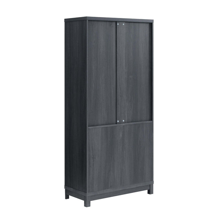 Jodie Mid-Century Modern 31\" Bookcase Cabinet in Charcoal Gray (6-Shelf) - Set of 2 