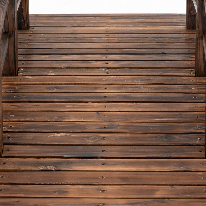 Outsunny 5ft Wood Garden Bridge Outdoor Decorative Landscape Side Rails Backyard Moon Bridge Park De