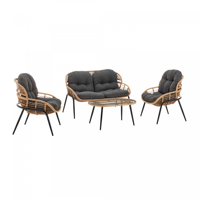 Pine Modern 4-Piece Conversation Set in Gray Patio Seating Package 