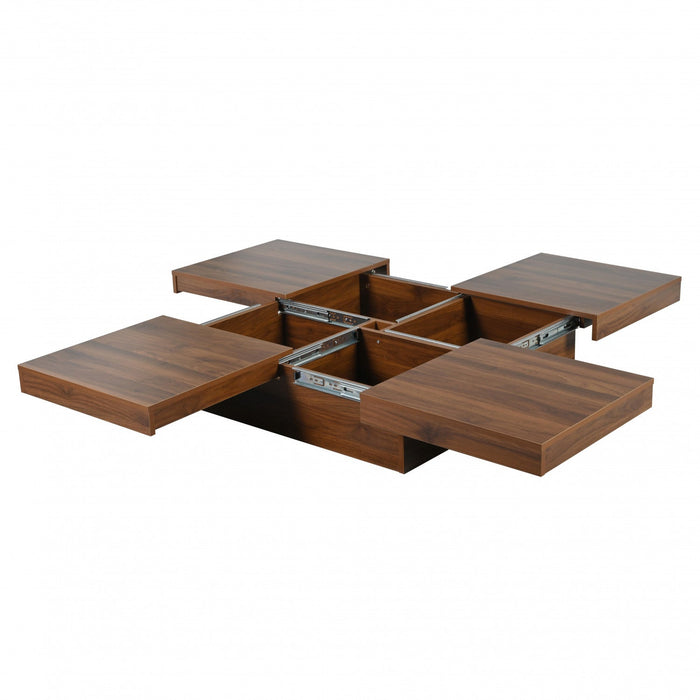 Jack 39.4\" Square Engineered Wood Coffee Table With Sliding Top Storage - Walnut 