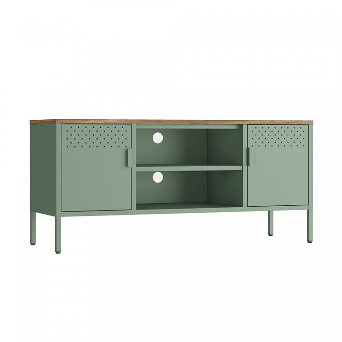 Landen Modern 47\" Metal Storage Cabinet in Sage Green Armoire 