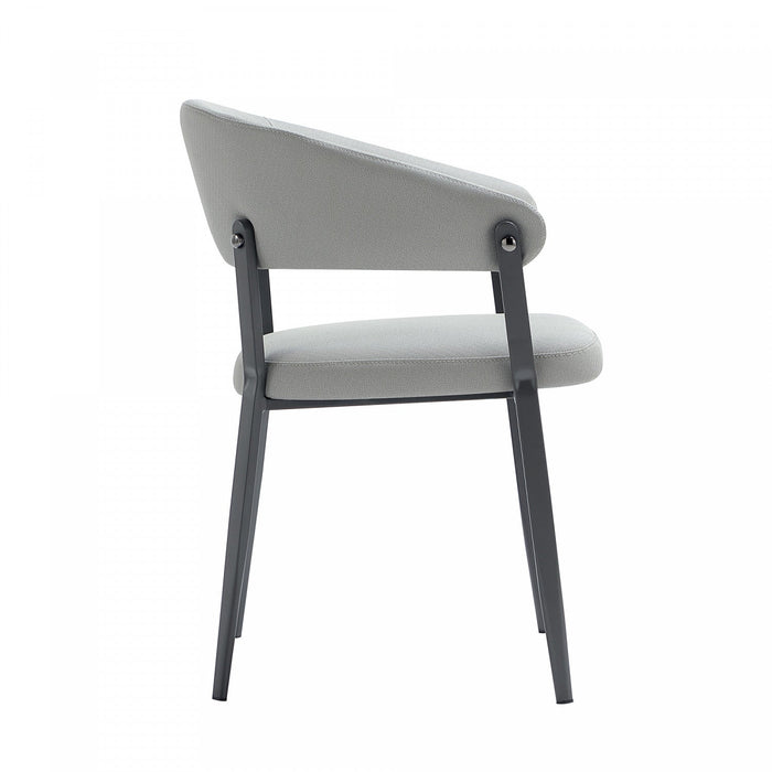 Belle Modern Metal Upholstered Dining Chair in Stone Gray 