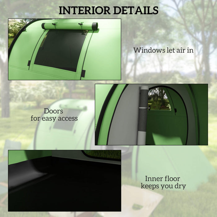 Outsunny 3-4 Person Camping Tent with 2 Rooms, Waterproof Family Tent