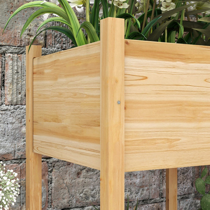Outsunny Wooden Raised Garden Bed With Drain Holes, Bed Liner For Vegetables, Flowers, Herbs, Outdoo
