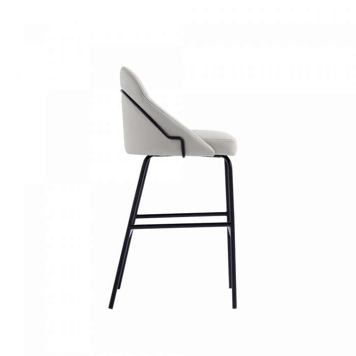 Gracie Modern Metal Upholstered Barstool in Stone Gray and Black Armoire 