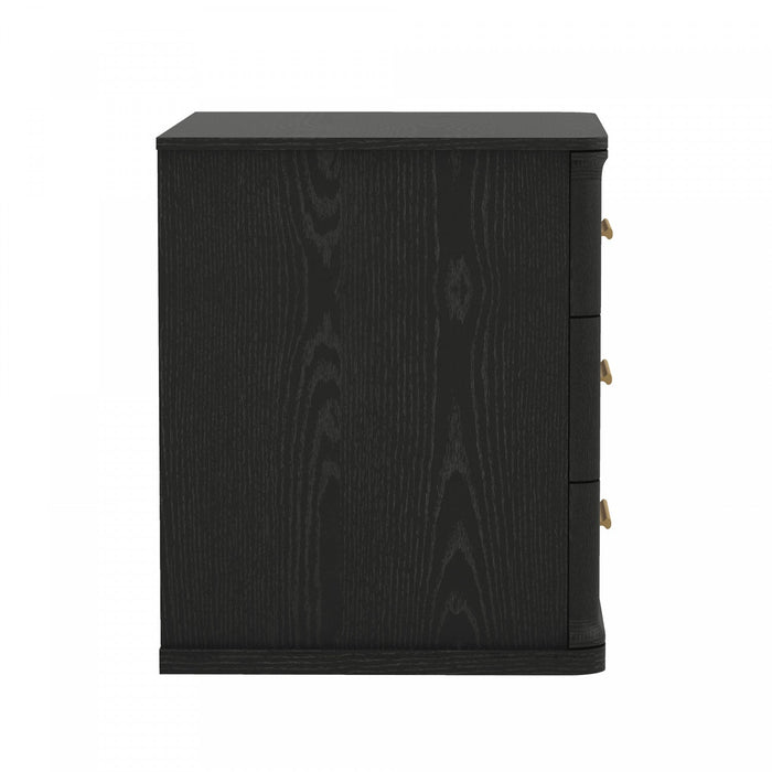 Clifford Traditional Nightstand in Black (3-Drawer) 