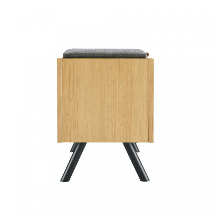 Paloma Modern Accent Storage Bench in Light Oak Armoire 