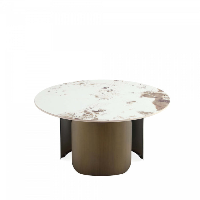 Monica Modern Glam Sintered Stone Top Coffee Table in Bronze 