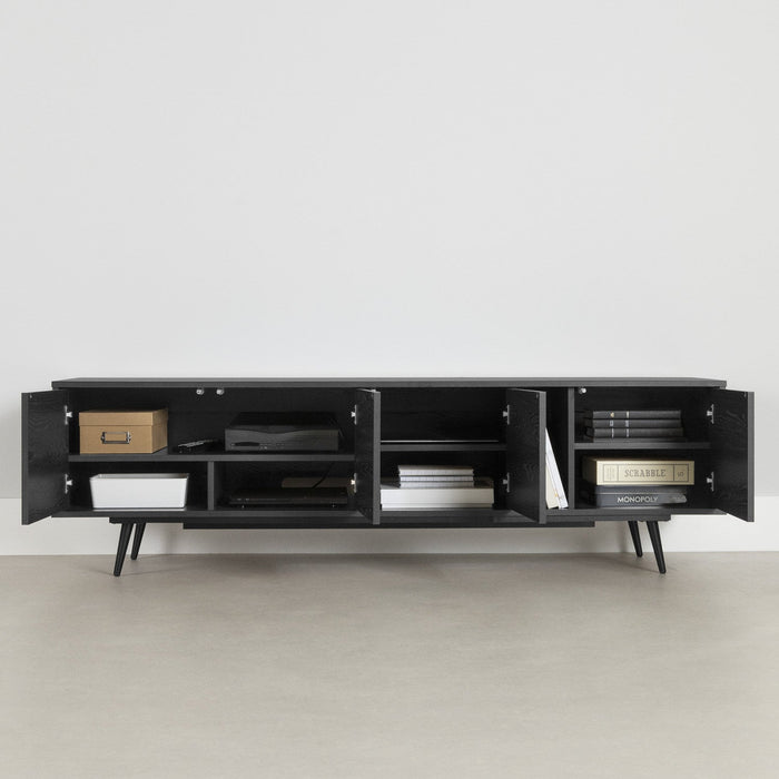Mezzy 71\" TV Stand with Doors - Black Oak