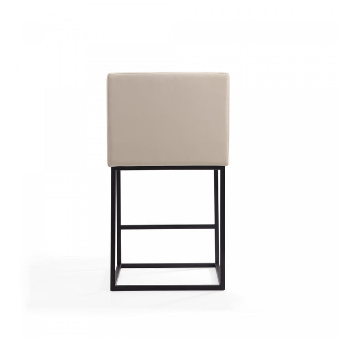 Ambassador Mid-Century Modern Metal Upholstered Counter Stool in Cream - Set of 3 Bar Stool 