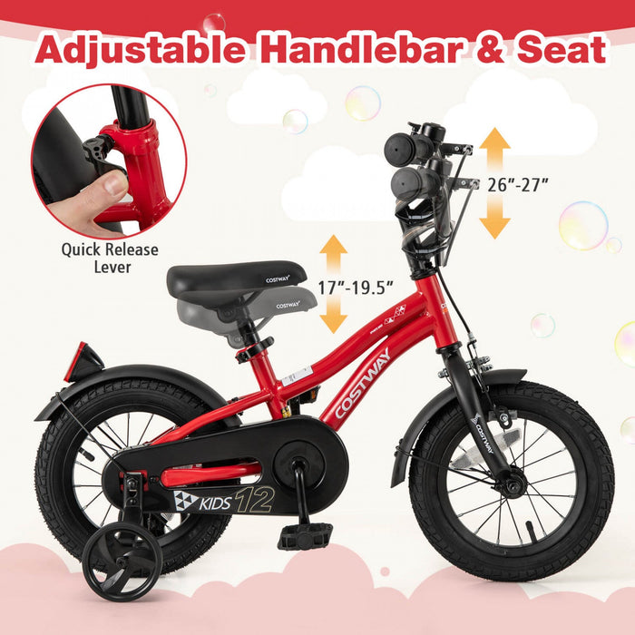 Costway 12" Kids Bike For 3-4 Years Old Boys & Girls With Adjustable Seat Handbrake Reflectors Red