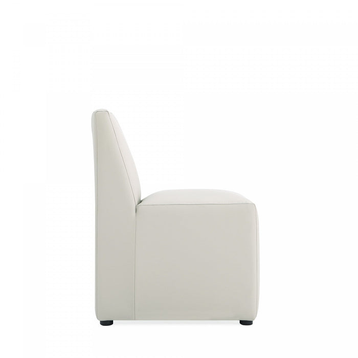 Anna Square Modern Vegan Leather Dining Chair in Stone Gray - Set of 2 