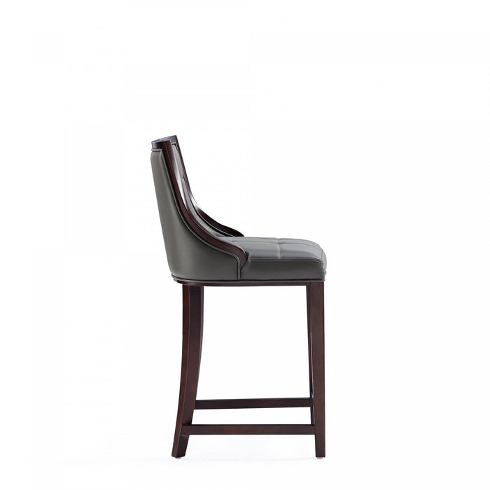Fifth Avenue Traditional Wood Upholstered Counter Stool in Graphite - Set of 3 