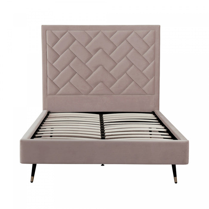 Crosby Modern Upholstered Velvet Full Bed in Blush 