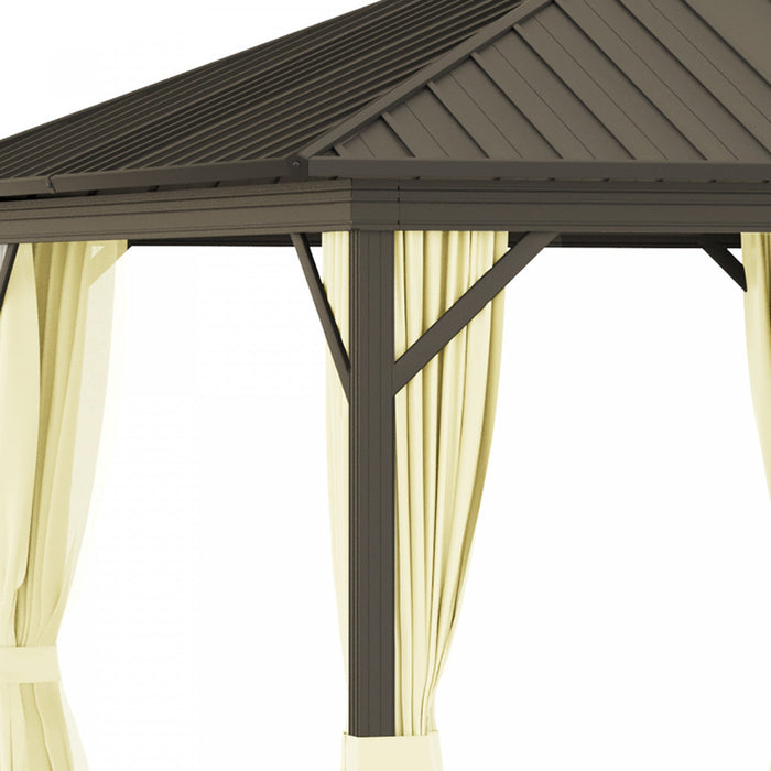 Outsunny 10' X 12' Hardtop Gazebo Canopy With Galvanized Steel Roof, Aluminum Frame, Permanent Pavil