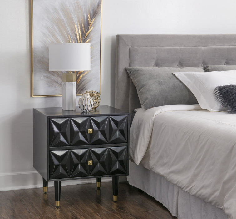 Geo 2-Drawer Textured Nightstand - Black