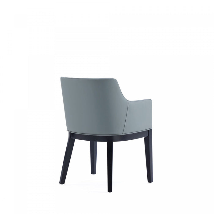 Gansevoort Modern Wood Vegan Leather Armchair in Pewter - Set of 2 