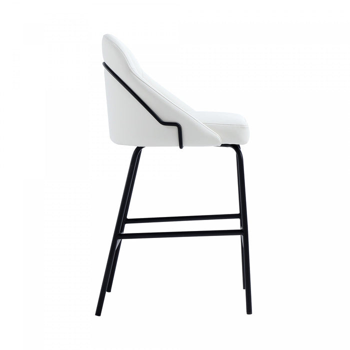 Gracie Modern Metal Upholstered Counter Stool in White and Black Bar Stool 
