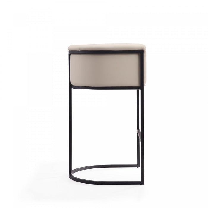 Cosmopolitan Mid-Century Modern Metal Upholstered Barstool in Cream - Set of 3 Bar Stool 