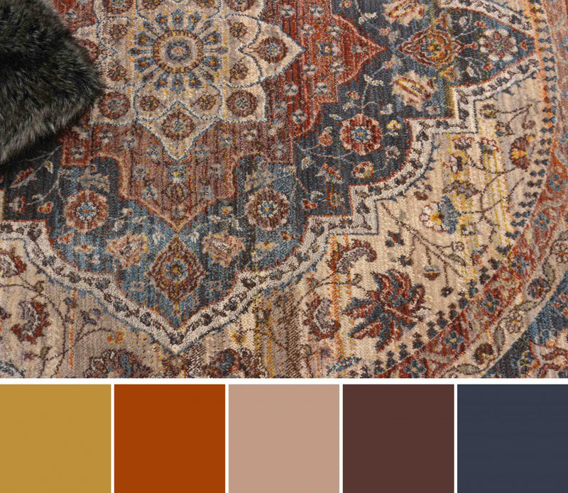 Irina Traditional 5'0\" x Area Rug in Multi Indoor Area Rug 