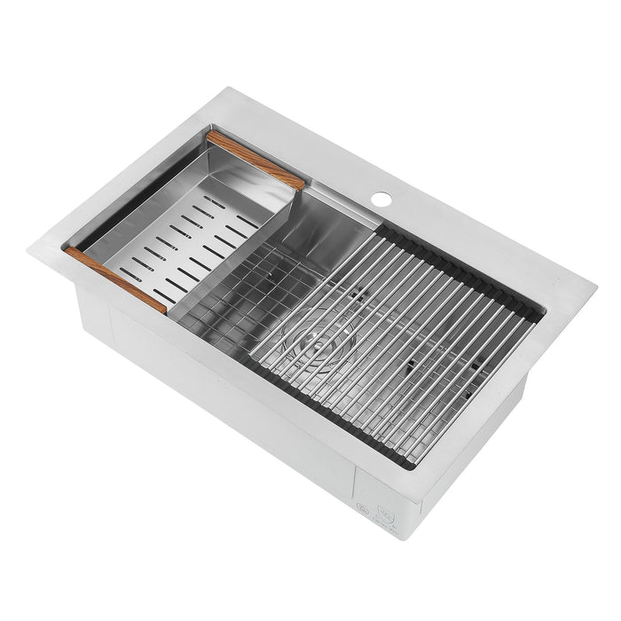 Ancona 30\" Dual Mount Workstation Kitchen Sink - AN-33105