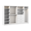 Bestar Florence 121\" Modular Walk-In Closet System with LED Lights, Rods, Shelves and Drawers Shaker