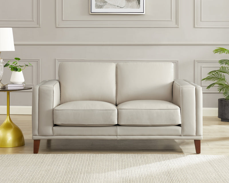 Hydeline Lyon Leather Loveseat - Vanilla