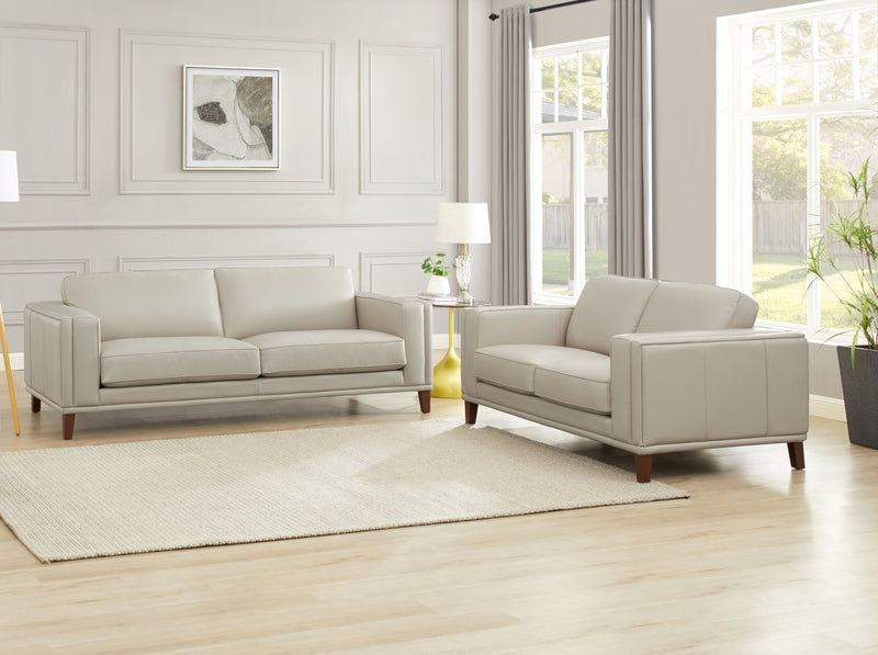 Hydeline Lyon Leather Loveseat - Vanilla