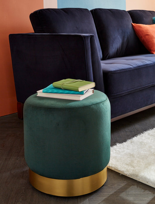Phebe Velvet Storage Ottoman - Green